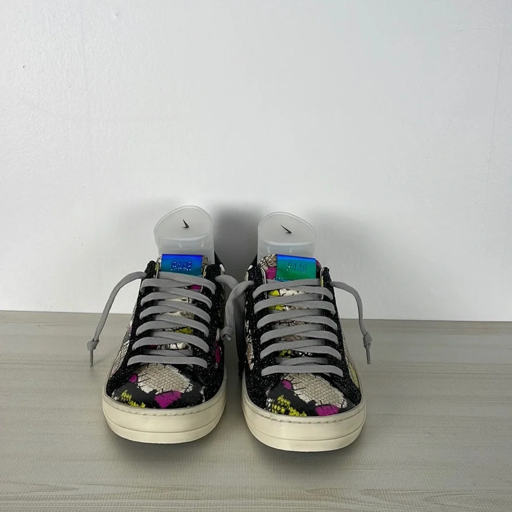 P448 women's S-21 John-W multicolor lace up snakeskin low top sneaker Size 7.5-8